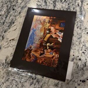 Thomas Kinkade Geppetto's Pinocchio Matted Print 7" x 9" Classic Art Disney NEW